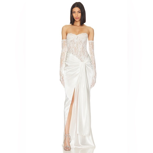 Bronx and Banco Dresses & Skirts - Bronx and Banco white bridal lace and silk gown White X Revolve Gina Gown